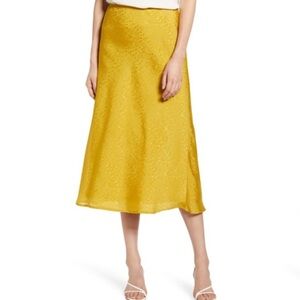 Mustard Yellow Jacquard Midi Skirt